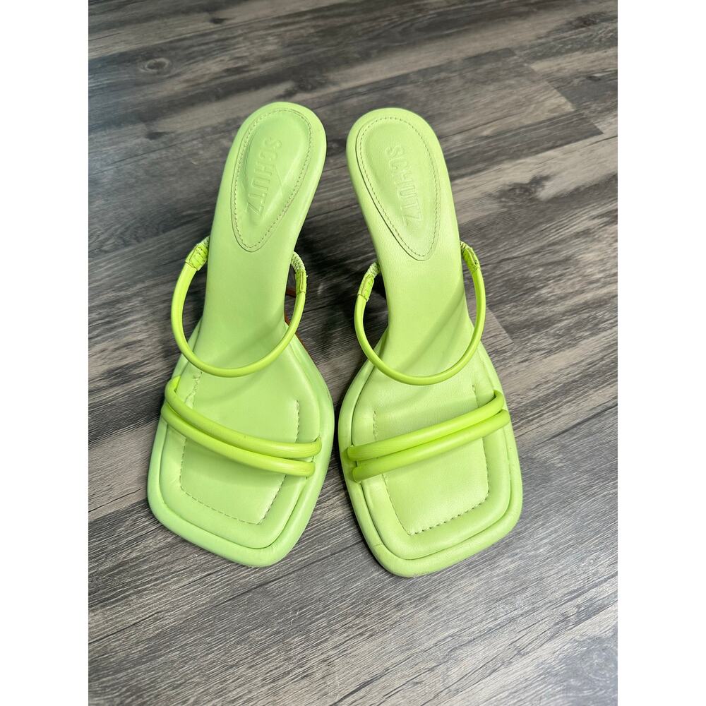 Schutz Neon Green Strappy Heeled Sandals Women’s Size 7.5B Brazil